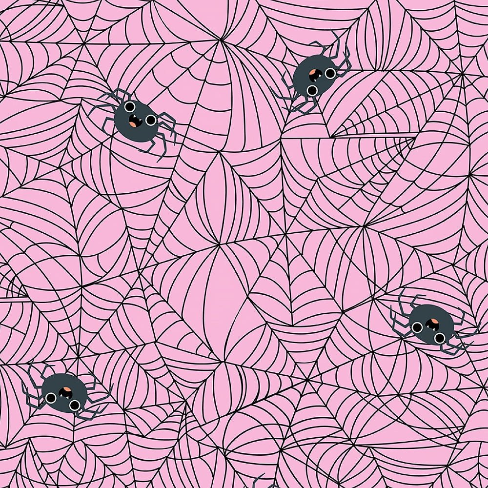 Not Scary Spunky Spidey Pink - Poppie Cotton from Fort Worth Fabric Studio