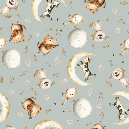 Nursery Rhyme Time Hey Diddle Diddle Slate - Blank Quilting from Fort Worth Fabric Studio