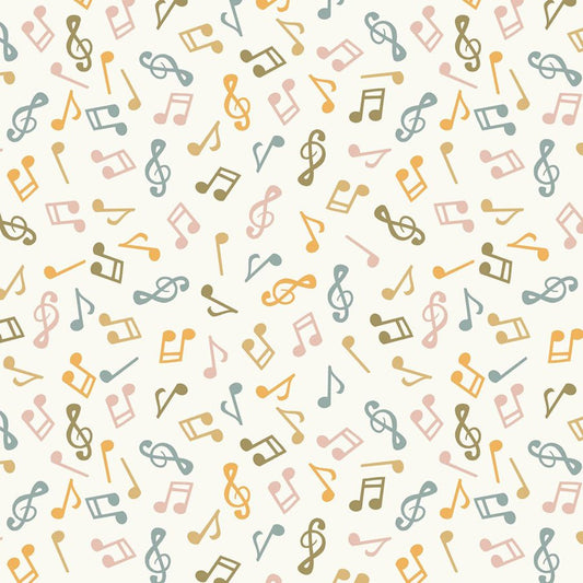 Nursery Rhyme Time Musical Notes Ivory - Blank Quilting from Fort Worth Fabric Studio