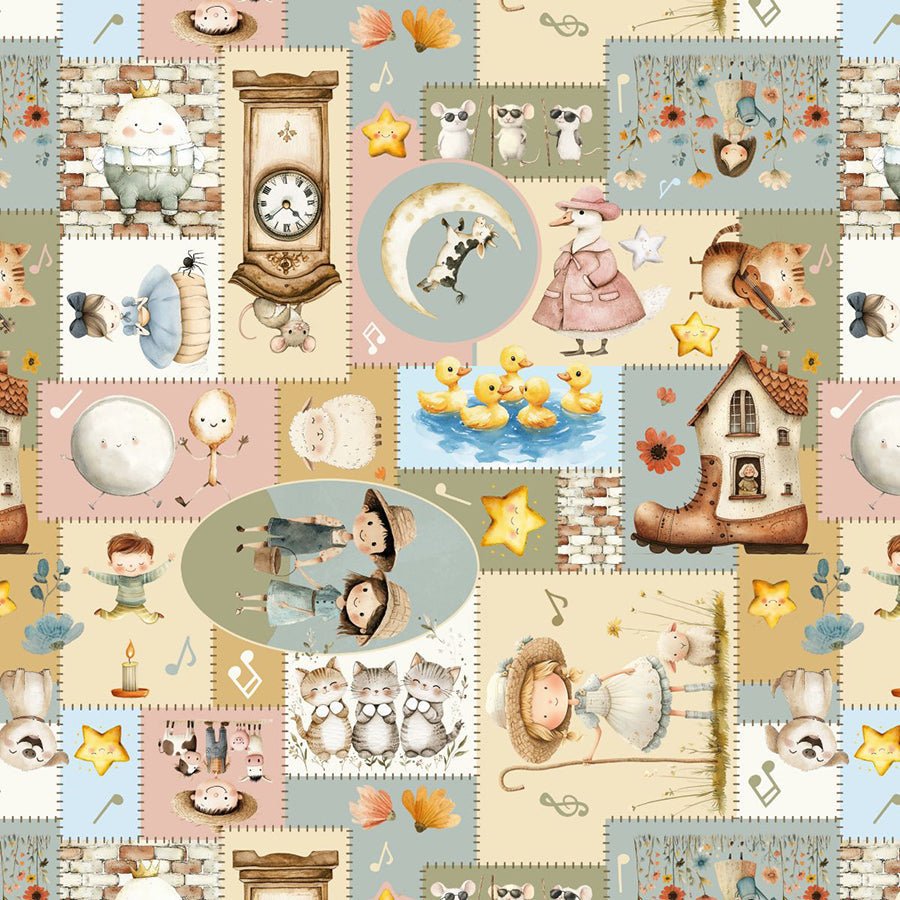 Nursery Rhyme Time Patchwork Ivory - Blank Quilting from Fort Worth Fabric Studio