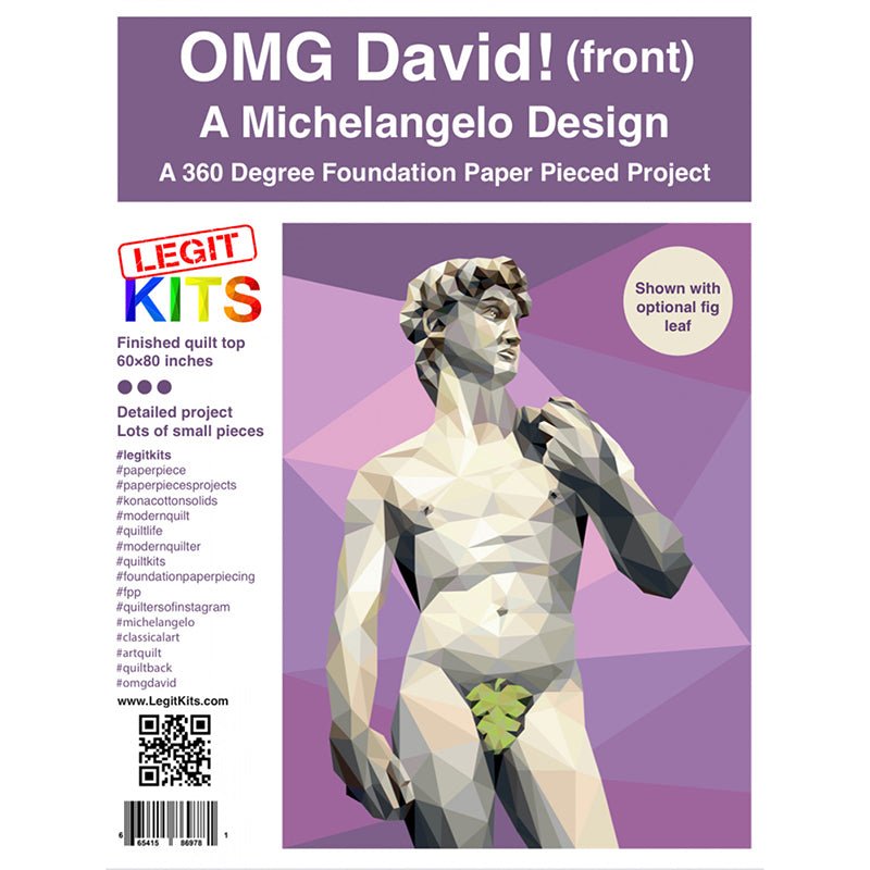 OMG David! FRONT & BACK Foundation Paper Pieced Quilt Pattern by Legit Kits Design - Legit Kits Design