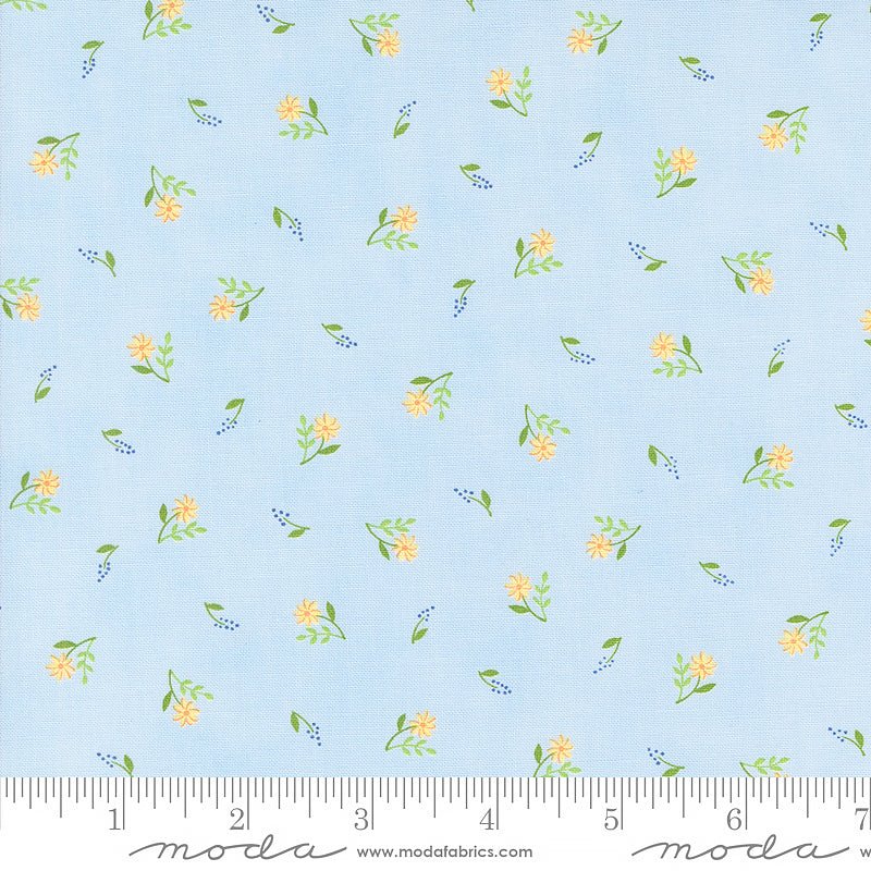 On Lake Time Ditsy Flowers Sky Blue – Remnant 16" × 44"