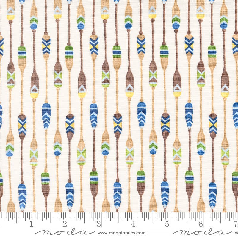 On Lake Time Paddle Stripe Cloud White - Moda from Fort Worth Fabric Studio