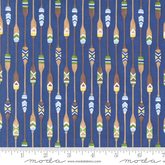 On Lake Time Paddle Stripe Deep Water - Moda from Fort Worth Fabric Studio