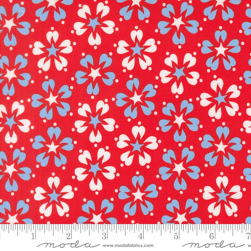 On The Porch Floral Star Country Red - Moda from Fort Worth Fabric Studio