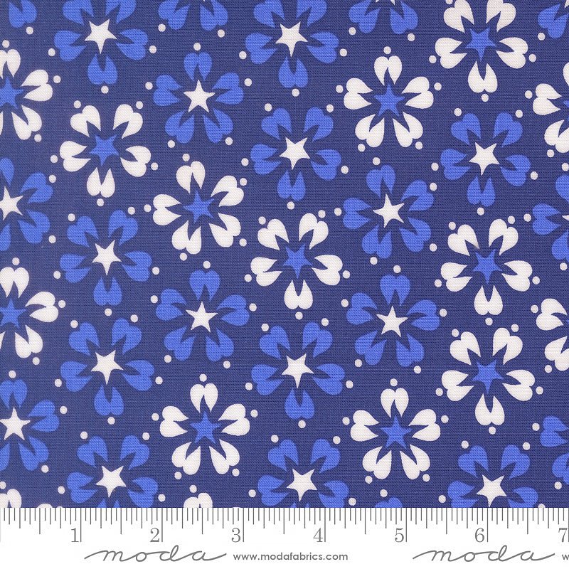 On The Porch Floral Star Navy - Moda from Fort Worth Fabric Studio