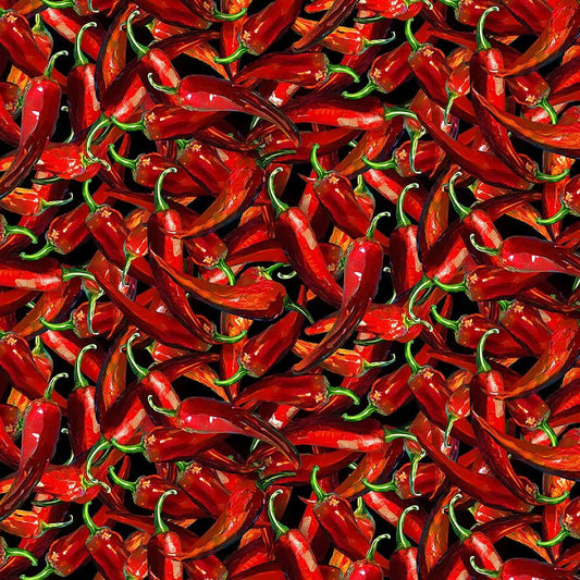 Painted Cactus Chili Pepper Chili - Timeless Treasures from Fort Worth Fabric Studio