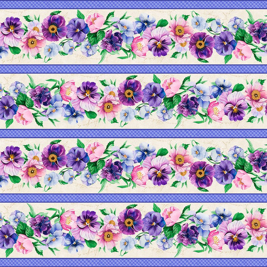 Pansy Fields Repeating Stripe Multi - Wilmington Prints from Fort Worth Fabric Studio