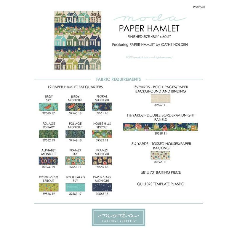 Paper Hamlet Project Sheet by Moda Fabrics Project Sheet by Moda