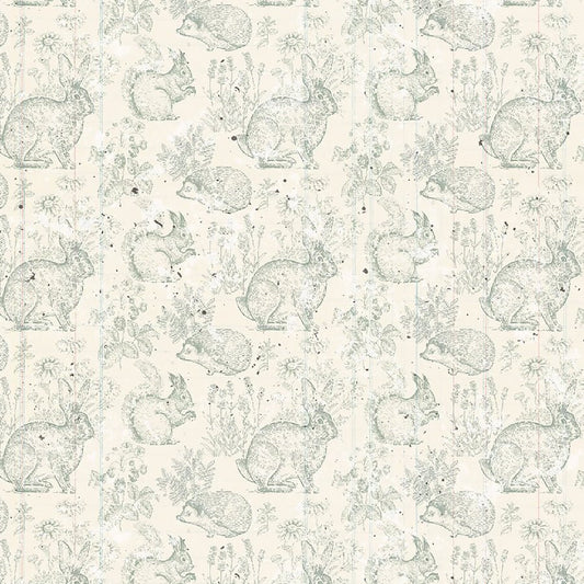 Parisian Snippets Bunnies Light Blue - Blank Quilting from Fort Worth Fabric Studio