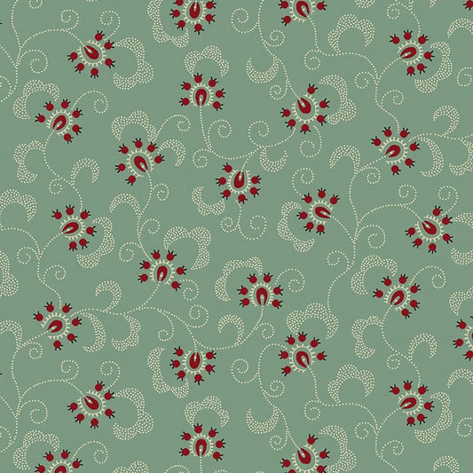 Pennyberry Farm Blooming Vines Dusty Aqua - Henry Glass from Fort Worth Fabric Studio