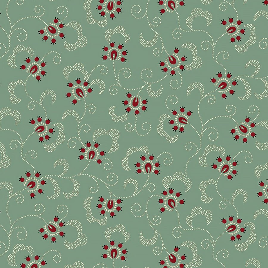Pennyberry Farm Blooming Vines Dusty Aqua – Remnant 30" × 44"
