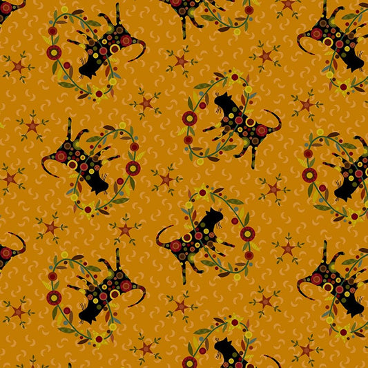 Pennyberry Farm Completely Catty Orange - Henry Glass from Fort Worth Fabric Studio
