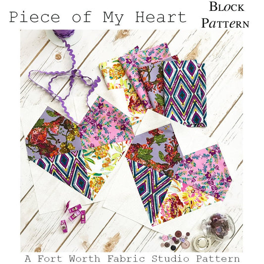 Piece of My Heart Quilt Block Pattern from FWFS PDF Download - Fort Worth Fabric Studio from Fort Worth Fabric Studio