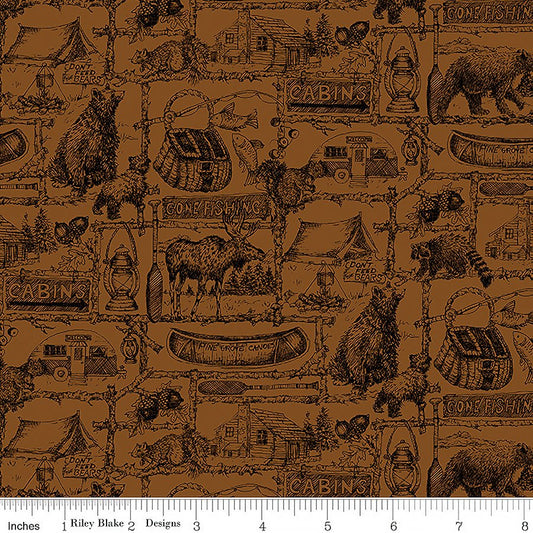 Pine Grove Outlines Brown - Riley Blake from Fort Worth Fabric Studio