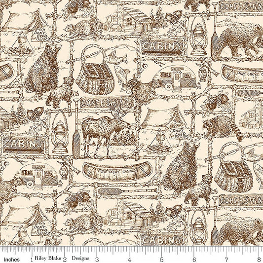 Pine Grove Outlines Putty - Riley Blake from Fort Worth Fabric Studio