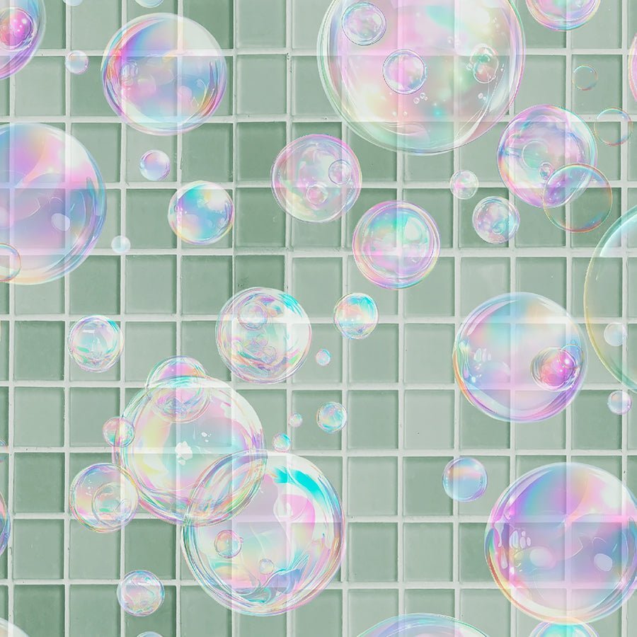 Please Seat Yourself Bubble Tiles Teal – Remnant 46″ × 44″ - 3 Wishes Fabric from Fort Worth Fabric Studio