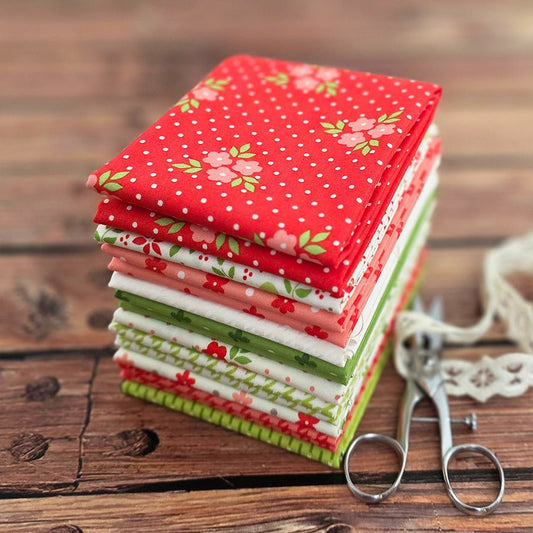 Poinsettia & Pear Fat Quarter Bundle from Moda 10 Prints - Moda from Fort Worth Fabric Studio