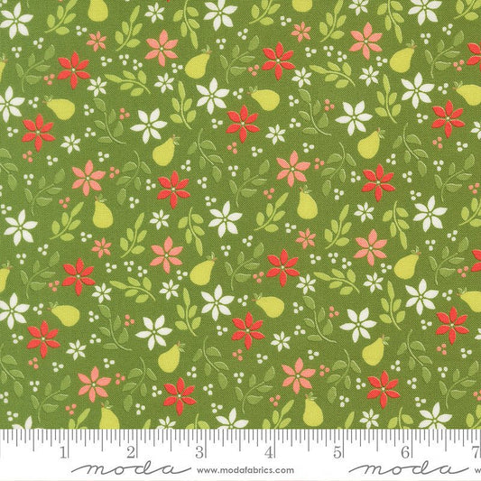 Poinsettia & Pear Florals & Pears Evergreen - Moda from Fort Worth Fabric Studio