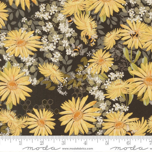 Pollinators Daisy Florals Onyx - Moda from Fort Worth Fabric Studio