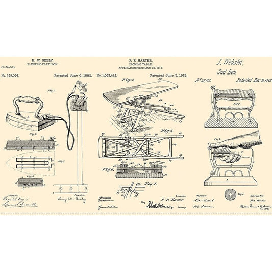 Press On 24" Pressed Patents Panel Parchment - Riley Blake from Fort Worth Fabric Studio