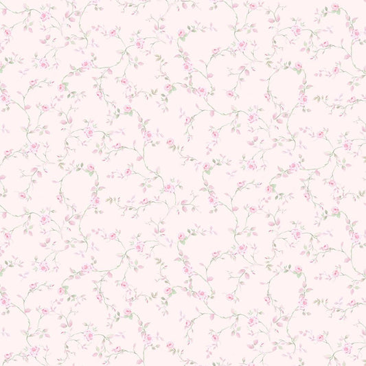 Pretty in Pink Rose Vines Lemonade - Timeless Treasures from Fort Worth Fabric Studio