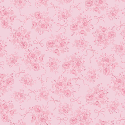 Pretty in Pink Tonal Rose Bouquets Rose - Timeless Treasures from Fort Worth Fabric Studio