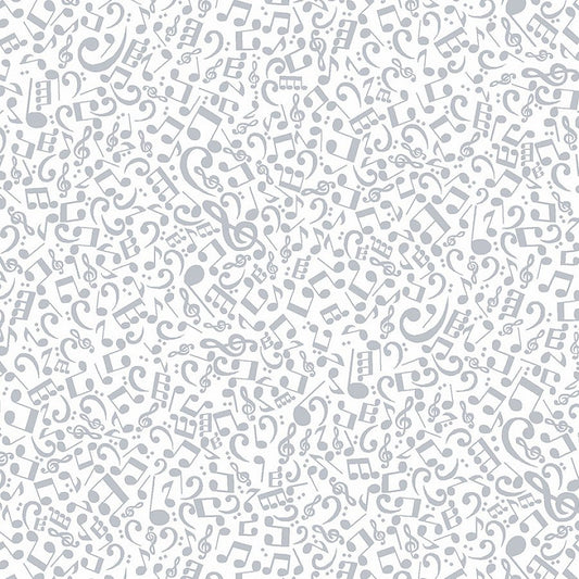 Quilter's Flour VI Musical Notes White on White - Henry Glass from Fort Worth Fabric Studio