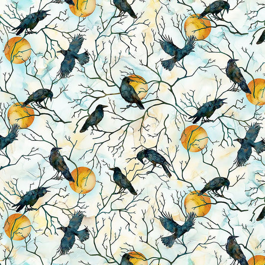 Raven's Call Raven Moon White Multi - Northcott from Fort Worth Fabric Studio