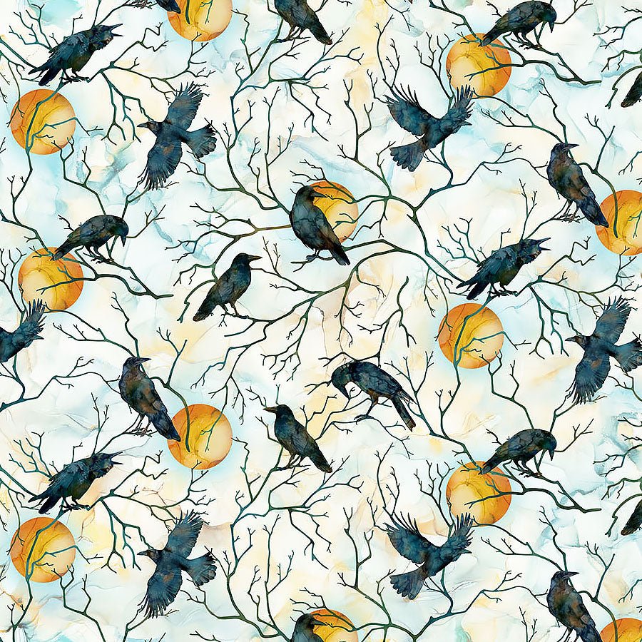 Raven's Call Raven Moon White Multi – Remnant 40″ × 44″