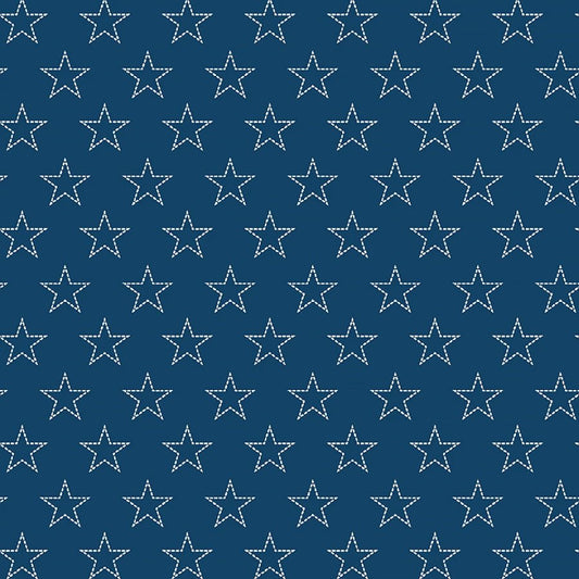 Red, White, & Blueberry Stitchy Stars Navy - Studio E from Fort Worth Fabric Studio