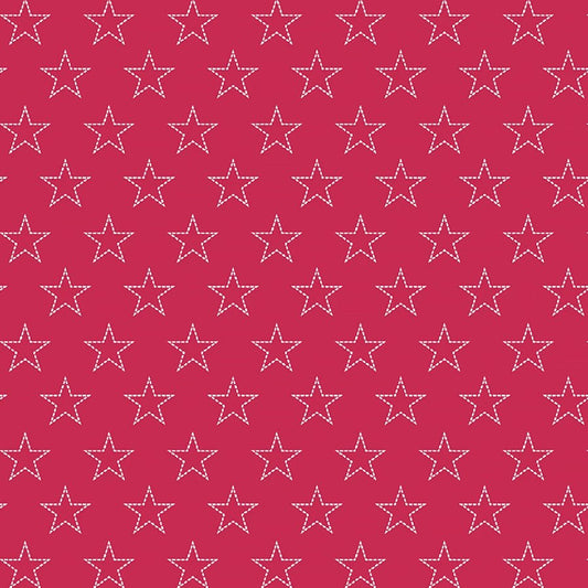 Red, White, & Blueberry Stitchy Stars Red - Studio E from Fort Worth Fabric Studio
