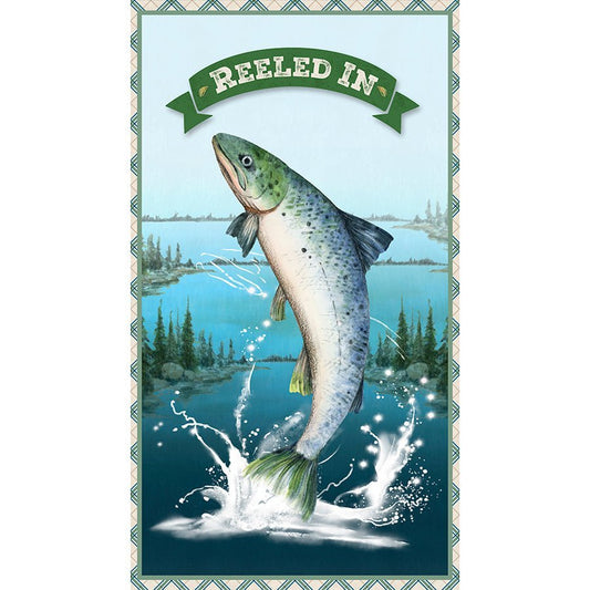 Reeled In 24" Panel Multi – FLAWED Remnant 24″ × 43″ - Wilmington Prints from Fort Worth Fabric Studio