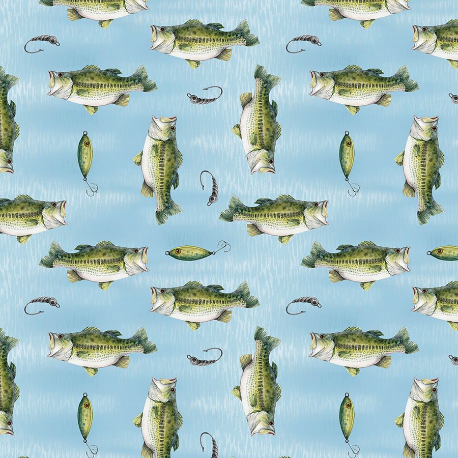 Reeled In Directional Fish Toss Light Blue – Remnant 24″ × 44″