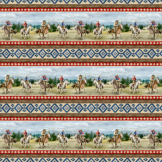 Riders on the Range Repeating Stripe Multi - Wilmington Prints from Fort Worth Fabric Studio