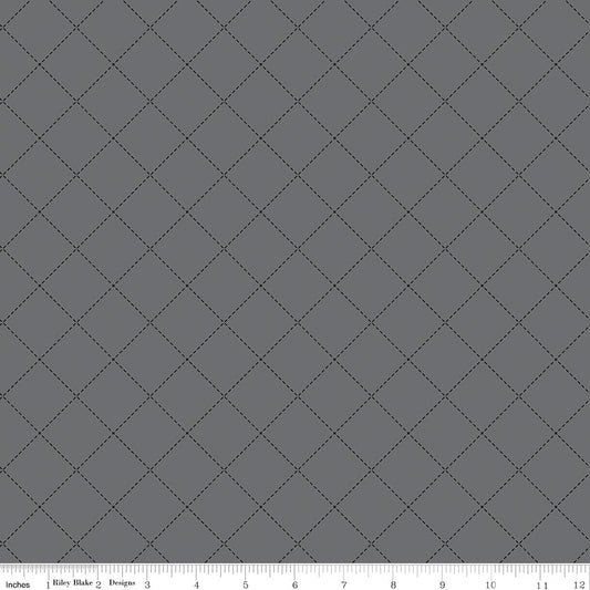 Riley Blake Blackout Stitch Gray 1 Yard Cut - Riley Blake from Fort Worth Fabric Studio