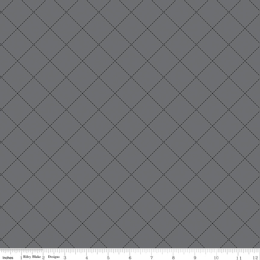 Riley Blake Blackout Stitch Gray FULL BOLT Special - Riley Blake from Fort Worth Fabric Studio