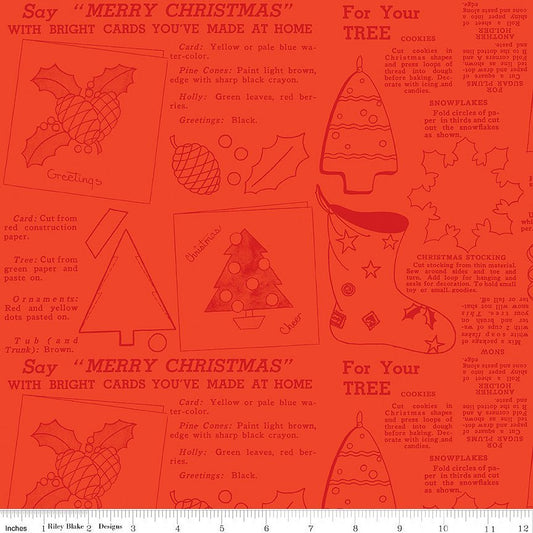 Riley Blake Classic Christmas Handmade Red 1 Yard Cut 1 Yard Cut by Riley Blake