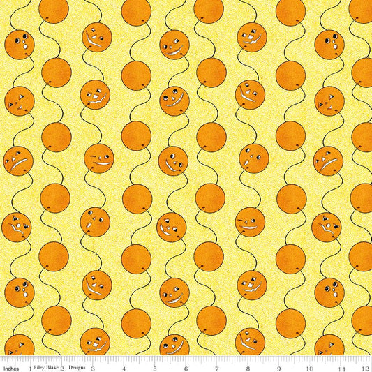 Riley Blake Costume Maker's Act II Jack - O - Lantern Balloons Yellow 1 Yard Cut - Riley Blake from Fort Worth Fabric Studio