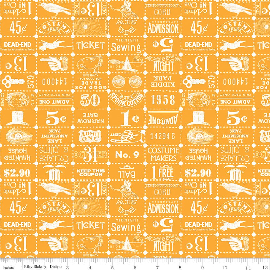 Riley Blake Costume Maker's Act II Ticket Grid Orange FULL BOLT Special - Riley Blake from Fort Worth Fabric Studio