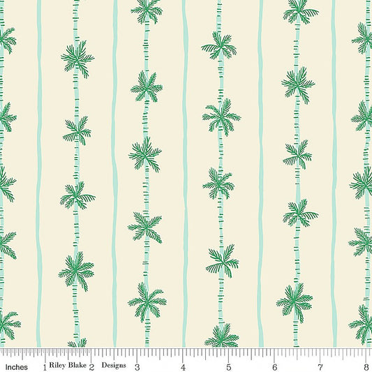 Riley Blake Forever Neverland Palm Stripe Sand Dollar 1 Yard Cut - Riley Blake from Fort Worth Fabric Studio