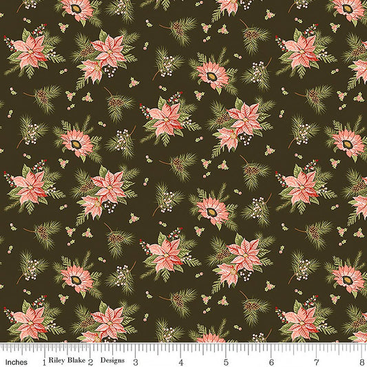 Riley Blake Glisten Floral Mocha 1 Yard Cut 1 Yard Cut by Riley Blake