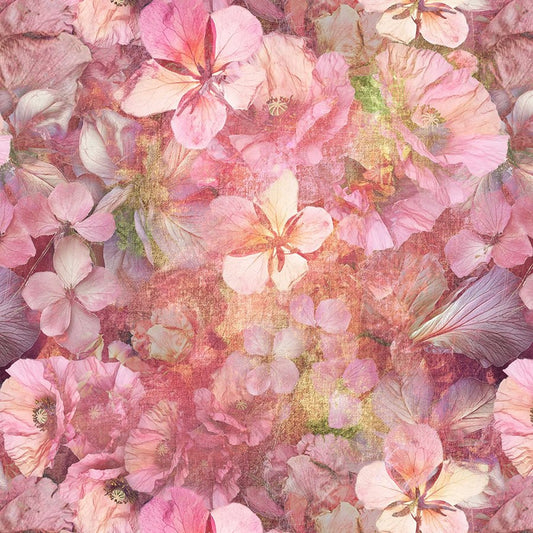 Rosé All Day Pressed Flowers Pomegranate - Studio E from Fort Worth Fabric Studio