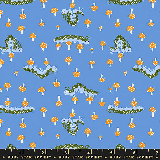 Ruby Star Hello Alice Caterpillars Lindley Blue 1 Yard Cut - Ruby Star Society from Fort Worth Fabric Studio