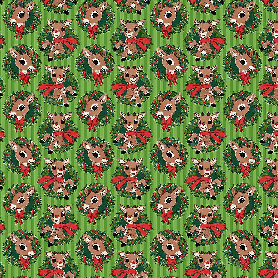 Rudolph The Red - Nosed Reindeer Rudolph Wreath Green - Northcott from Fort Worth Fabric Studio