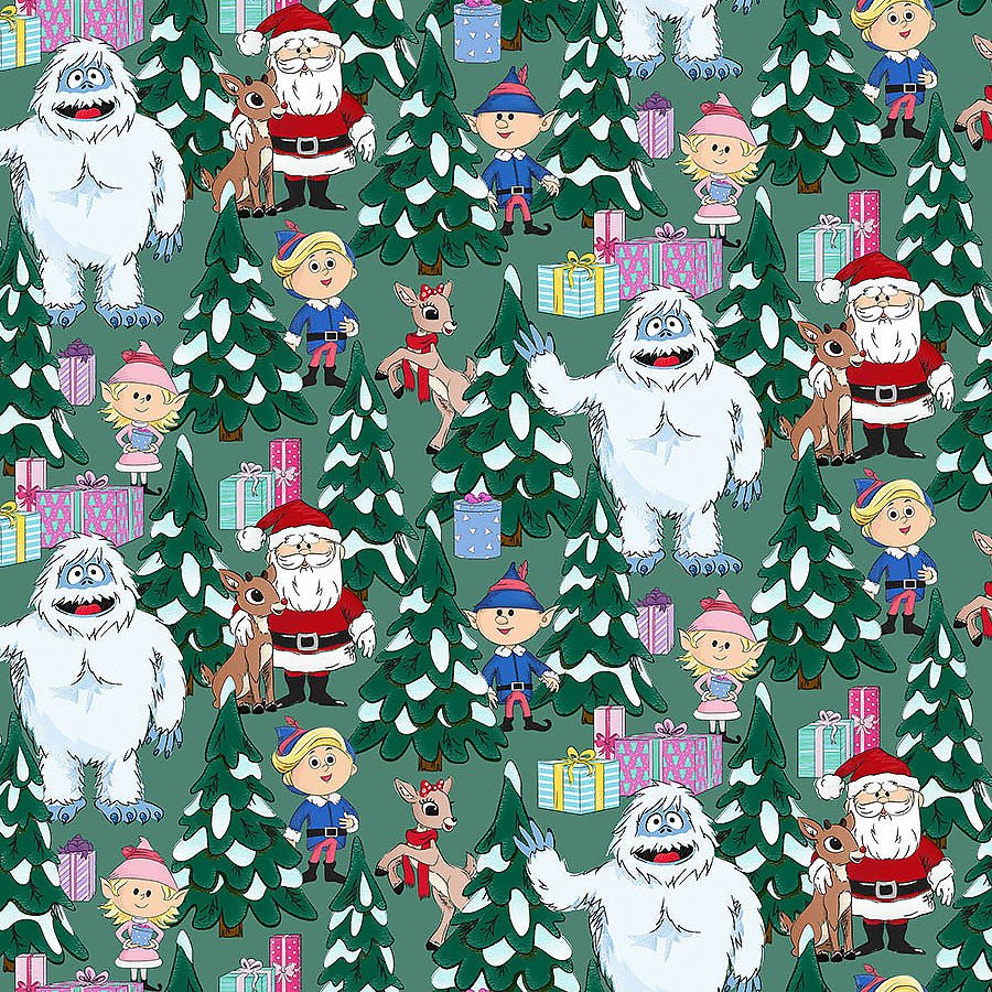 Rudolph The Red - Nosed Reindeer Scene Light Spruce - Northcott from Fort Worth Fabric Studio