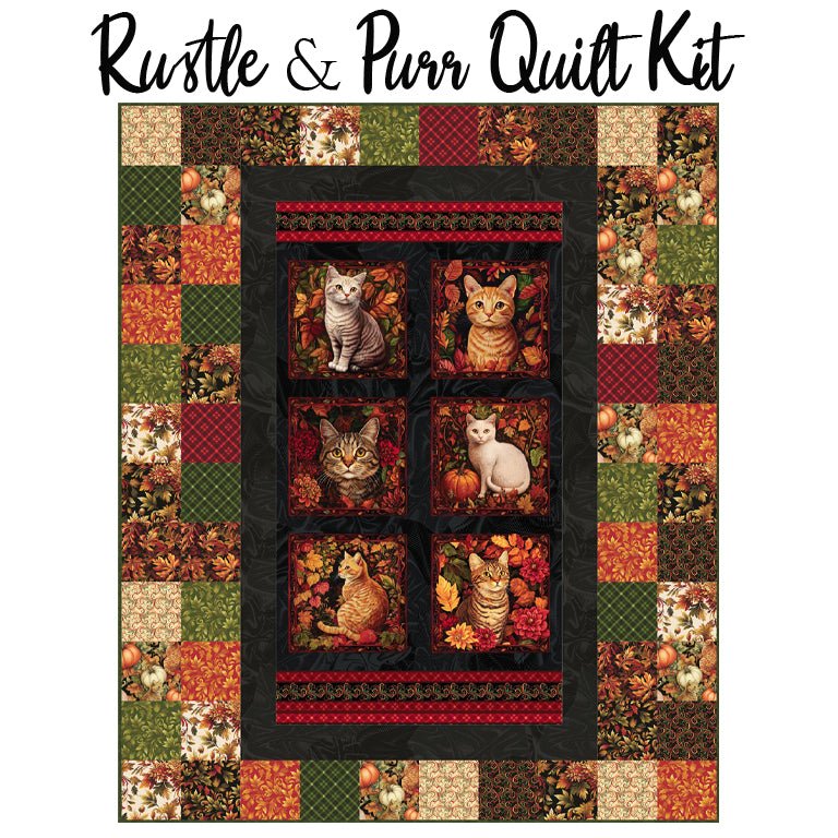 Rustle & Purr Quilt Kit with Autumn Cats from Benartex - Benartex from Fort Worth Fabric Studio