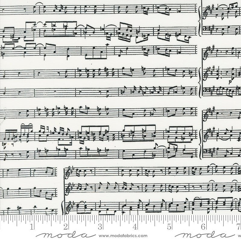 Sable & Swan Sheet Music Porcelain Yardage by Moda