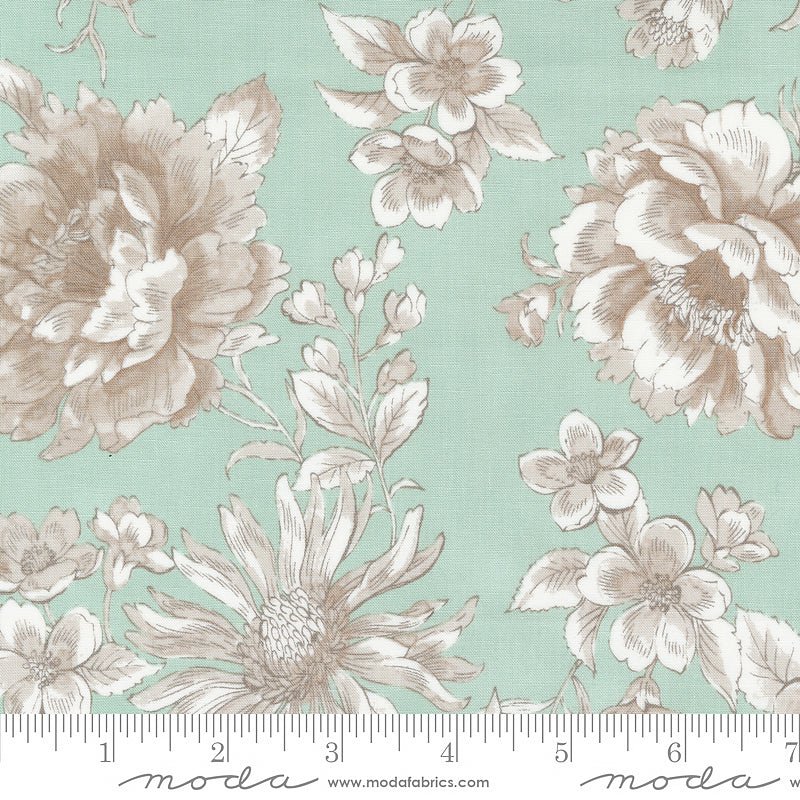 Sandalwood Camellia Florals Eucalptus - Moda from Fort Worth Fabric Studio