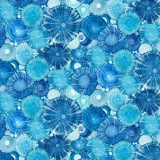Sapphire Seas Packed Sand Dollars Dark Blue - Wilmington Prints from Fort Worth Fabric Studio